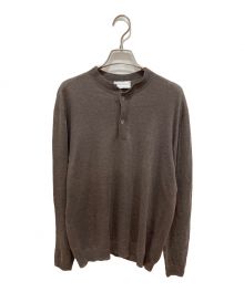 Settefili Cashmere（セッテフィーリ カシミア）の古着「コットンリネンヘンリーネックカットソー」｜ブラウン