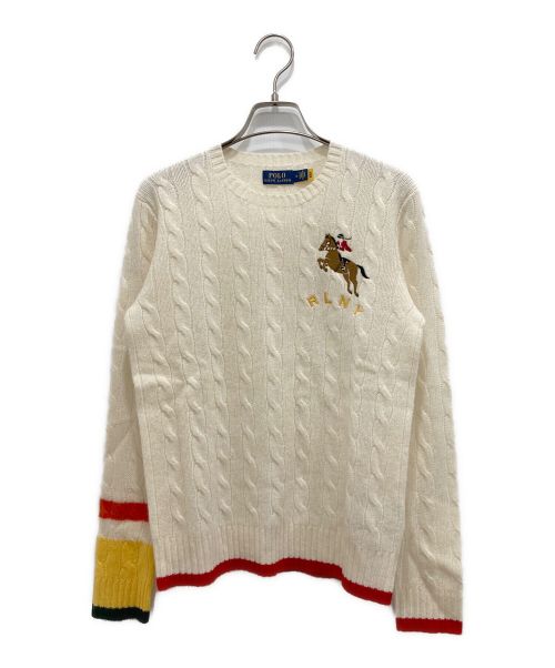 POLO RALPH LAUREN（ポロ・ラルフローレン）POLO RALPH LAUREN (ポロ・ラルフローレン) ウールカシミヤケーブルニットセーター ベージュ サイズ:Mの古着・服飾アイテム