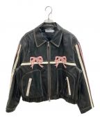 DIDDI MODAディディモーダ）の古着「RETRO LEATHER JACKET WITH RIBBON」｜ブラック