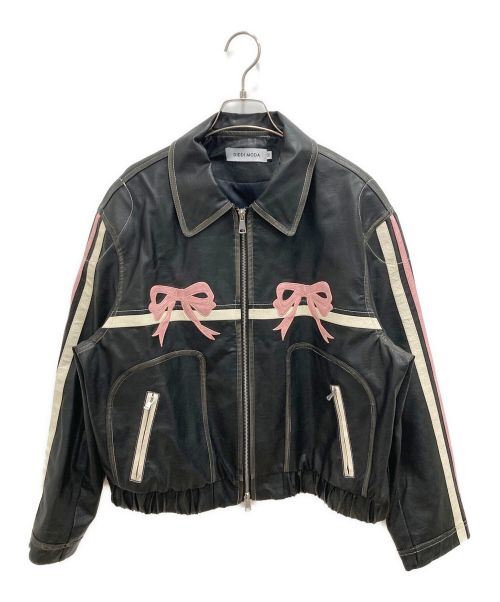 DIDDI MODA（ディディモーダ）DIDDI MODA (ディディモーダ) RETRO LEATHER JACKET WITH RIBBON ブラック サイズ:Mの古着・服飾アイテム