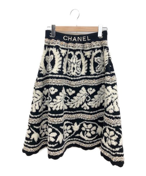 CHANEL（シャネル）CHANEL (シャネル) ノルディック柄ココマークニットスカート ベージュ×ブラック サイズ:S (36)の古着・服飾アイテム