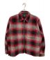 stussy（ステューシー）の古着「BRUSHED WOOL PLAID ZIP SHIRT」｜レッド