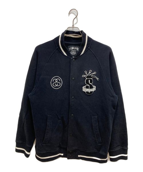 stussy（ステューシー）stussy (ステューシー) クラウンワッペンスウェットスタジャン ブラック サイズ:Mの古着・服飾アイテム