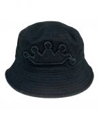 stussyステューシー）の古着「CROWN APPLIQUE BUCKET HAT」｜ブラック