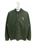 HUFハフ）の古着「FLOWER FULL ZIP HOODIE」｜グリーン