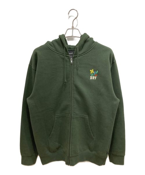 HUF（ハフ）HUF (ハフ) FLOWER FULL ZIP HOODIE グリーン サイズ:Mの古着・服飾アイテム