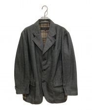 COMME des GARCONS HOMME (コムデギャルソン オム) デニムチェック切替3Bテーラードジャケット グレー サイズ:S