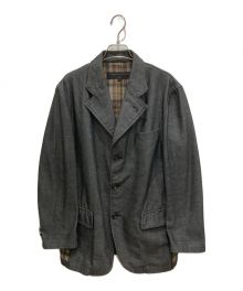 COMME des GARCONS HOMME（コムデギャルソン オム）の古着「デニムチェック切替3Bテーラードジャケット」｜グレー