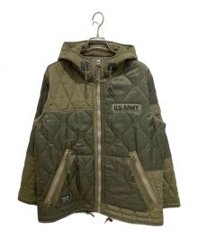 AVIREX（アヴィレックス）の古着「COMBI QUILT ZIP PARKA」｜オリーブ