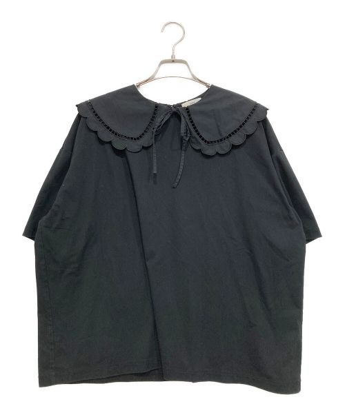 YORI（ヨリ）YORI (ヨリ) スカラップカラーカットソー ブラック サイズ:Freeの古着・服飾アイテム