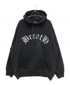 BREATHブレス）の古着「OLD ENGLISH LOGO HOODIE/オールドイングリッシュロゴフーディー」｜ブラック