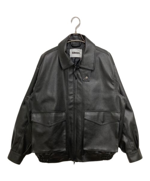 SINSS（シンス）SINSS (シンス) Loose synthetic leather blouson ブラック サイズ:Sの古着・服飾アイテム