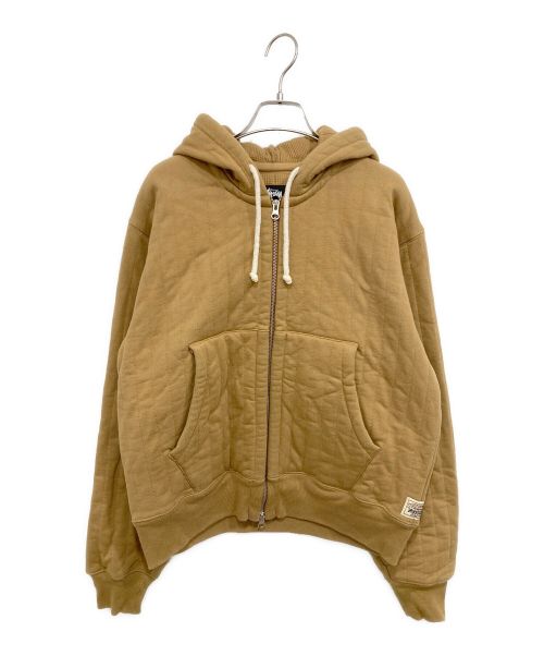 stussy（ステューシー）stussy (ステューシー) VERTICAL QUILTED ZIP HOODIE ベージュ サイズ:Sの古着・服飾アイテム