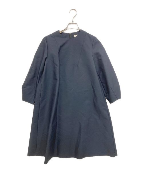 BALLSEY（ボールジィ）BALLSEY (ボールジィ) ハイカウントダブルクロスAラインワンピース ネイビー サイズ:36の古着・服飾アイテム