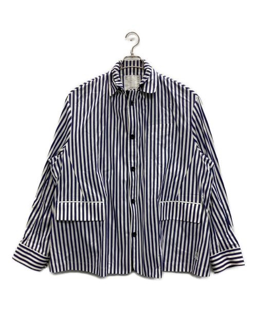 sacai（サカイ）sacai (サカイ) Thomas Mason/Cotton Poplin Jacket ホワイト×ブルー サイズ:2の古着・服飾アイテム