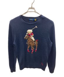 POLO RALPH LAUREN（ポロ・ラルフローレン）の古着「ポロベアビッグポニークルーネックニット」｜ネイビー