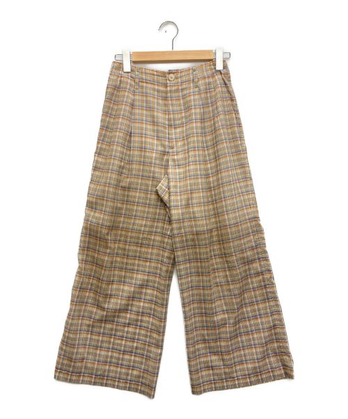 AURALEE（オーラリー）AURALEE (オーラリー) WOOL RECYCLE POLYESTER SHEER CHECK PANTS/ウールリサイクルポリシアーチェックパンツ ブラウン サイズ:SIZE 0の古着・服飾アイテム