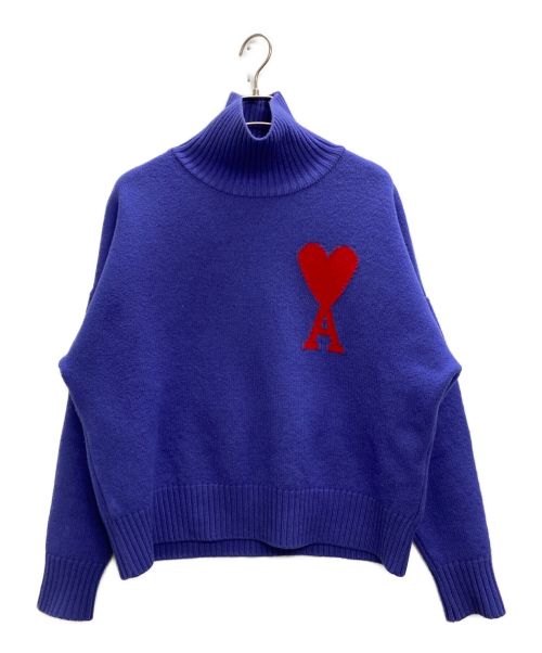 AMI Alexandre Mattiussi（アミ アレクサンドル マテュッシ）AMI Alexandre Mattiussi (アミ アレクサンドル マテュッシ) BIG HEART LOGO TURTLENECK KNIT パープル サイズ:Lの古着・服飾アイテム