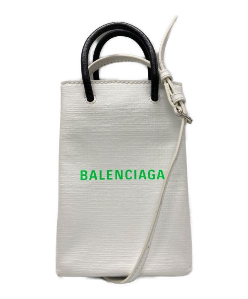 BALENCIAGA（バレンシアガ）BALENCIAGA (バレンシアガ) ショッピングフォンホルダーバッグ ホワイトの古着・服飾アイテム