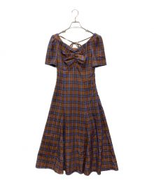 MISTREASS（ミストレアス）の古着「Multicolor Plaid Power Shoulder Dress」｜ブラウン