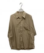 AURALEEオーラリー）の古着「WASHED FINX TWILL HALF SLEEVED BIG SHIRTS」｜ベージュ