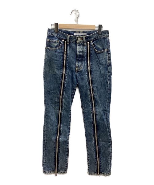 JOHN LAWRENCE SULLIVAN（ジョンローレンスサリバン）JOHN LAWRENCE SULLIVAN (ジョンローレンスサリバン) BLEACHED DENIM ZIPPED PANTS(ブリーチデニムジップパンツ) インディゴ サイズ:46の古着・服飾アイテム