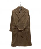 POLO RALPH LAURENポロ・ラルフローレン）の古着「Plaid Alpaca Wool Tweed Belt Wrap Coat」｜ブラウン