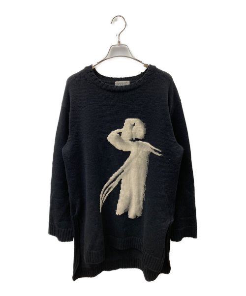 Yohji Yamamoto pour homme（ヨウジヤマモト プールオム）Yohji Yamamoto pour homme (ヨウジヤマモト プールオム) Girl Pattern Intersia Pullover Knit ブラック サイズ:SIZE 3の古着・服飾アイテム