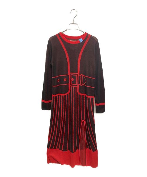 MIHARA YASUHIRO（ミハラヤスヒロ）MIHARA YASUHIRO (ミハラヤスヒロ) TROMPE L' OEIL DRESS  レッド サイズ:SIZE 38の古着・服飾アイテム