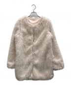 MISTREASSミストレアス）の古着「Eco-Fur Collarless Coat（エコファーカラーレスコート）」｜ピンク