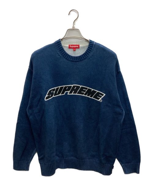 SUPREME（シュプリーム）SUPREME (シュプリーム) Printed Washed Sweater(プリンティド ウォッシュト セーター) ブルー サイズ:Lの古着・服飾アイテム