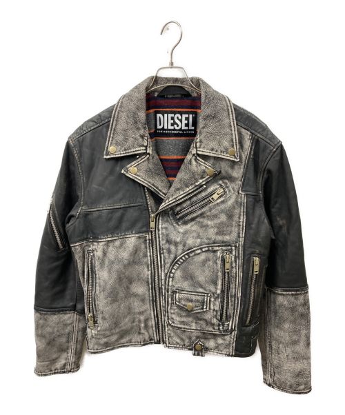 DIESEL（ディーゼル）DIESEL (ディーゼル) 裏ブランケットダブルライダースジャケット ブラック サイズ:Ｌの古着・服飾アイテム