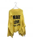 TTT MSWティー）の古着「Make Love Over Size Damage Knit」｜イエロー