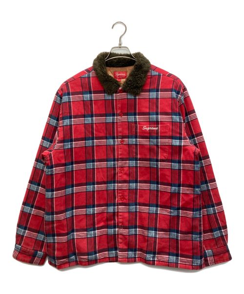 SUPREME（シュプリーム）SUPREME (シュプリーム) Faux fur collar flannel shirt レッド サイズ:SIZE Lの古着・服飾アイテム