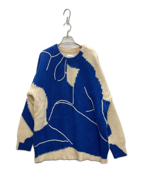 Ameri（アメリ）Ameri (アメリ) ABSTRUCT WOMAN PAINT KNIT スカイブルー サイズ:Fの古着・服飾アイテム