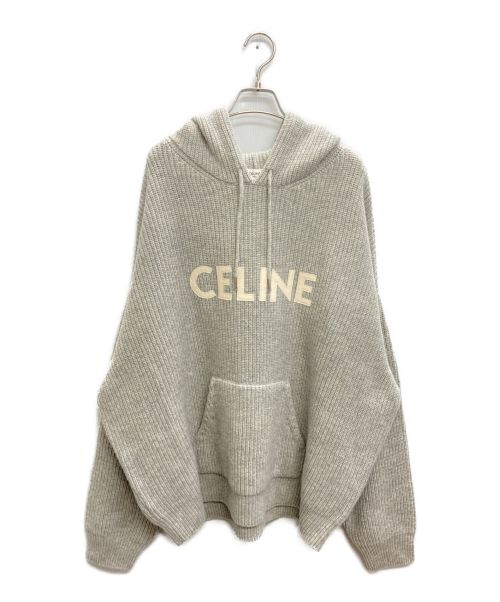 CELINE（セリーヌ）CELINE (セリーヌ) リブフードセーター グレー サイズ:XLの古着・服飾アイテム