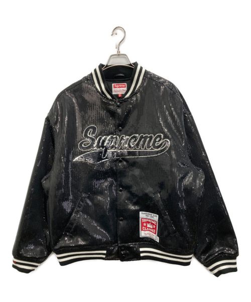 SUPREME（シュプリーム）SUPREME (シュプリーム) MITCHELL & NESS (ミッチェルアンドネス) 23SS Sequin Varsity Jacket/スパンコールバ―シティージャケット　 ブラック サイズ:XLの古着・服飾アイテム