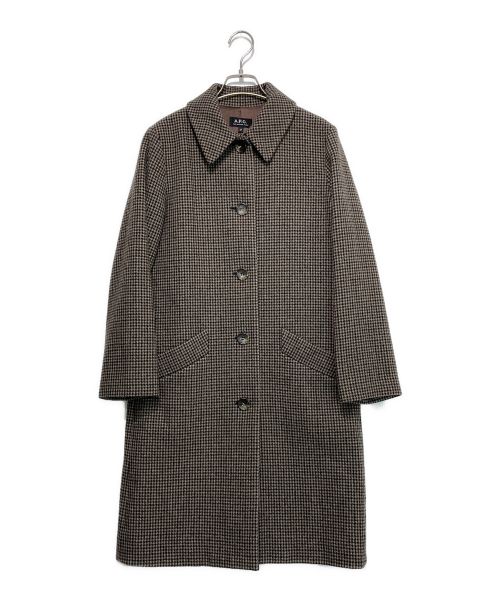 A.P.C.（アーペーセー）A.P.C. (アーペーセー) 千鳥柄ステンカラーコート ブラウン サイズ:34の古着・服飾アイテム