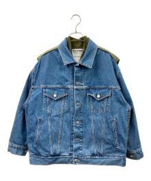 SOFTHYPHEN（ソフトハイフン）の古着「BACK TO FRONT MA-1 DENIM JACKET」｜インディゴ×カーキ