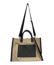 CULLNI（クルニ）の古着「Leather Trimmed Canvas Handbag」｜ベージュ