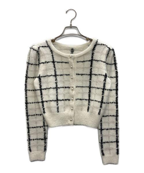 HER LIP TO（ハーリップトゥ）HER LIP TO (ハーリップトゥ) Bouncy Check Knit Pullover ホワイト×ブラック サイズ:Sの古着・服飾アイテム