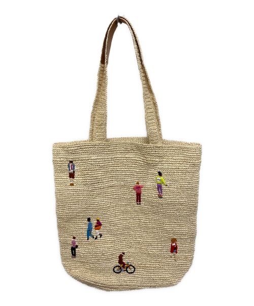 PPPRINT（ピピプリント）PPPRINT (ピピプリント) CITY RAFFIA TOTE BAG ベージュの古着・服飾アイテム