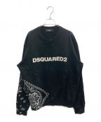 DSQUARED2ディースクエアード）の古着「バンダナロゴプリントスウェット」｜ブラック