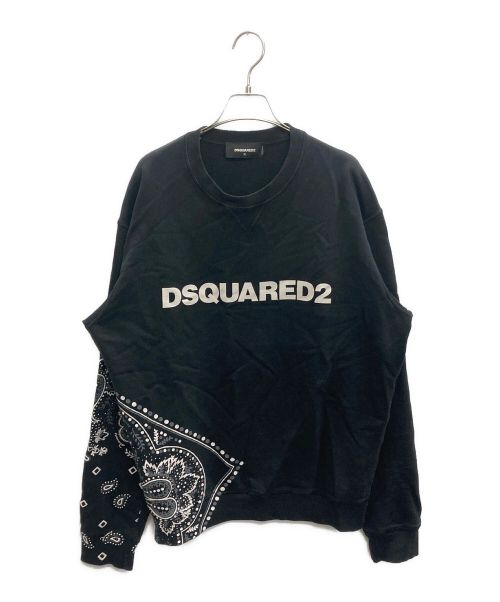 DSQUARED2（ディースクエアード）DSQUARED2 (ディースクエアード) バンダナロゴプリントスウェット ブラック サイズ:SIZE XLの古着・服飾アイテム