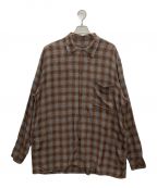 COMOLIコモリ）の古着「Rayon Open Collor Shirts」｜ブラウン×グレー