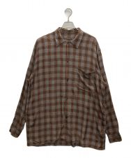 COMOLI (コモリ) Rayon Open Collor Shirts ブラウン×グレー サイズ:2
