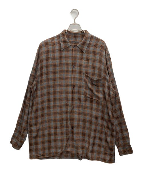 COMOLI（コモリ）COMOLI (コモリ) Rayon Open Collor Shirts ブラウン×グレー サイズ:2の古着・服飾アイテム