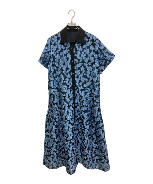 LE CIEL BLEU（ルシェルブルー）LE CIEL BLEU (ルシェルブルー) シアージャカードドレス ブルー サイズ:SIZE 36の古着・服飾アイテム