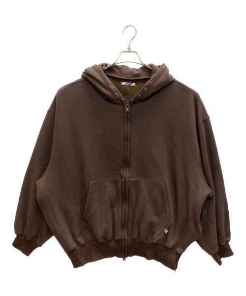 is-ness（イズネス）is-ness (イズネス) RELAX SWEAT FULL ZIP HOODIE ブラウン サイズ:SIZEＭの古着・服飾アイテム