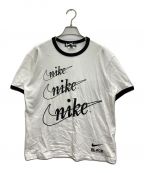 NIKE×BLACK COMME des GARCONSナイキ×ブラック コムデギャルソン）の古着「リンガーTシャツ」｜ホワイト×ブラック